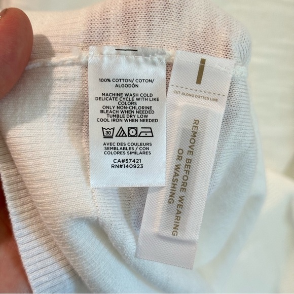 NWT LOFT 100% Cotton White Split V Neck Tunic Top - Picture 4 of 6